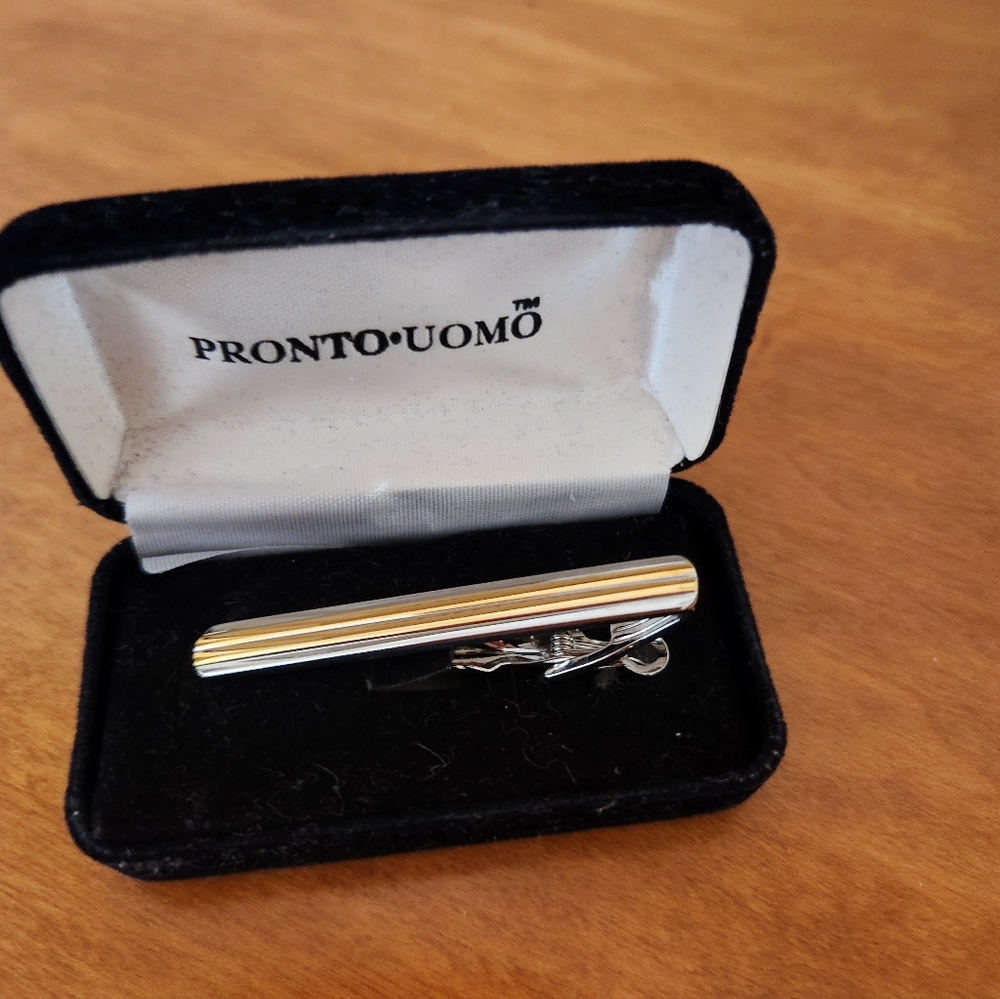 Pronto Uomo Two-Tone Gold & Silver Men's Tie Clip